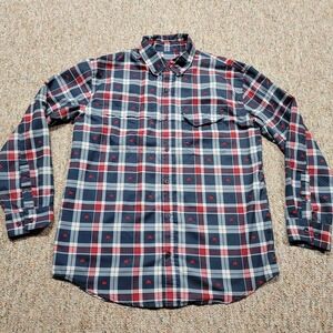 Huk Shirt Mens Large Plaid  Long Sleeve Tide Point Fish Sargasso Sea Performance
